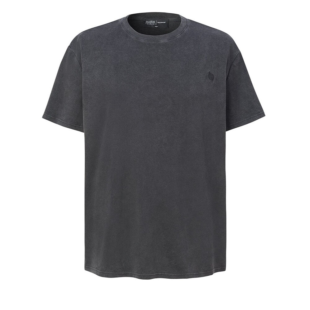Major Threads Signature Boxed T-Shirt S Black Acid Wash Logo Tee 100% Cotton NWT